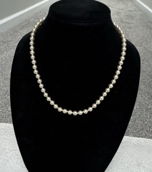 Vintage 1950s Hand Knotted Faux Pearls With Decorative Sterling Pearl Clasp 92 G