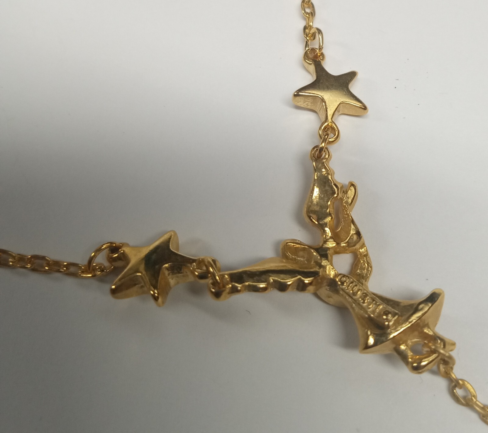 Vintage Giusti Goldtone Angel Necklace with Rhinestone Pendant – NOS