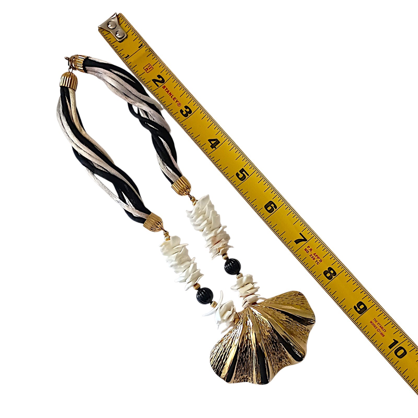 Gay Boyer Scallop Shell Necklace Vintage Corded Chunky Maximalist Coastal Beachy