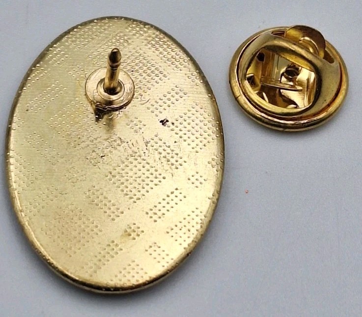 VTG Goldtone Guardian Angel & Dove Devotional Oval Lapel Pin Brooch Acrylic Dome