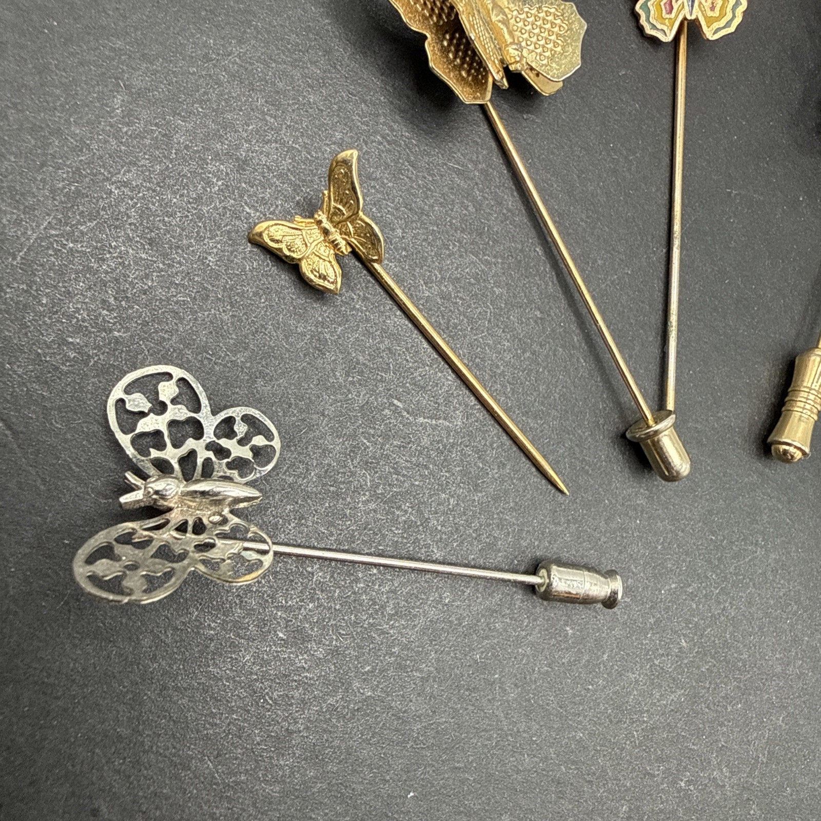 Lot Of Stick Pins – All Butterflies Silver Gold Tone Filigree Cloisonné J57