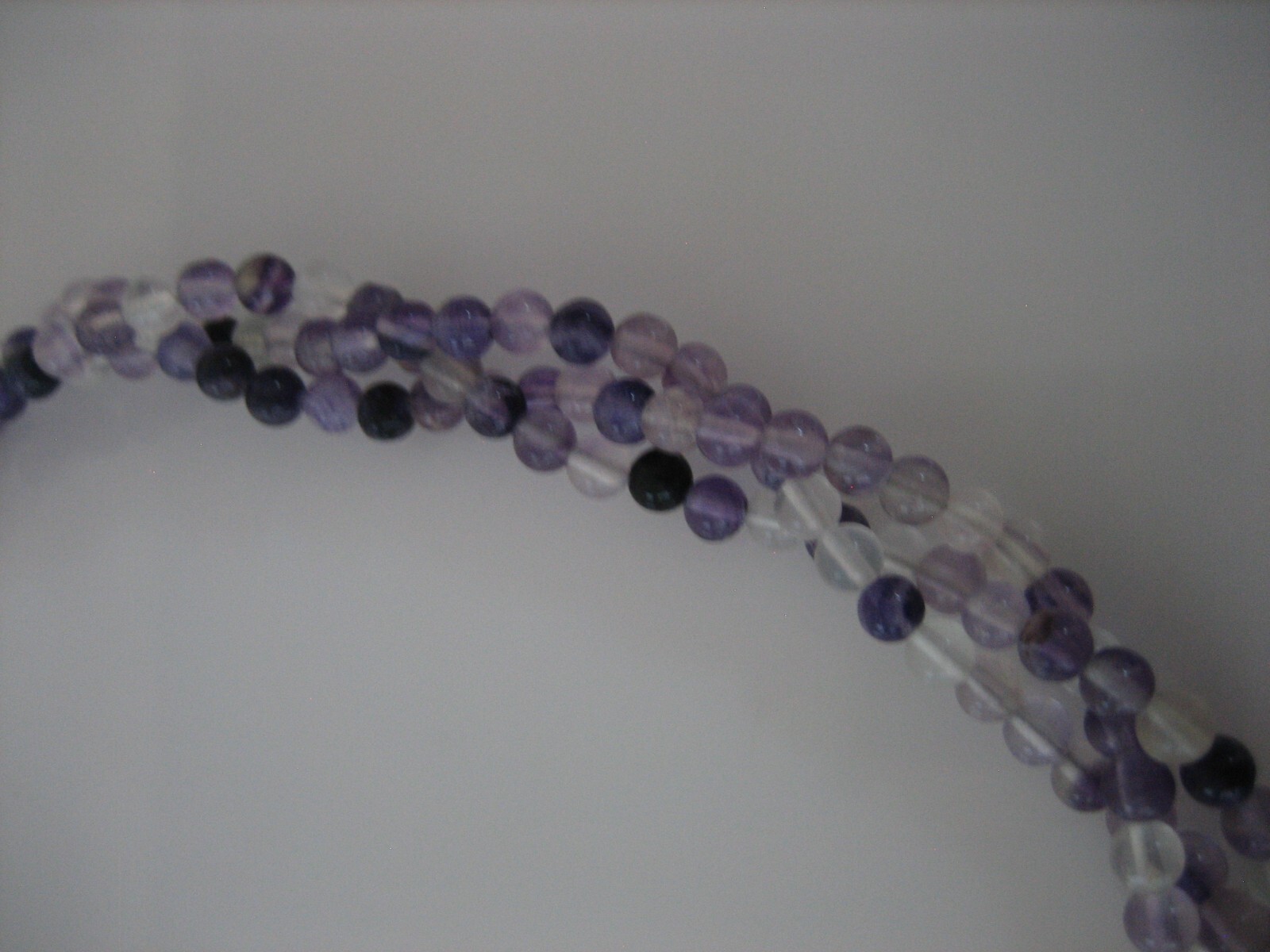 VINTAGE AMETHYST BEAD STERLING SILVER 17″ 3 STRAND NECKLACE