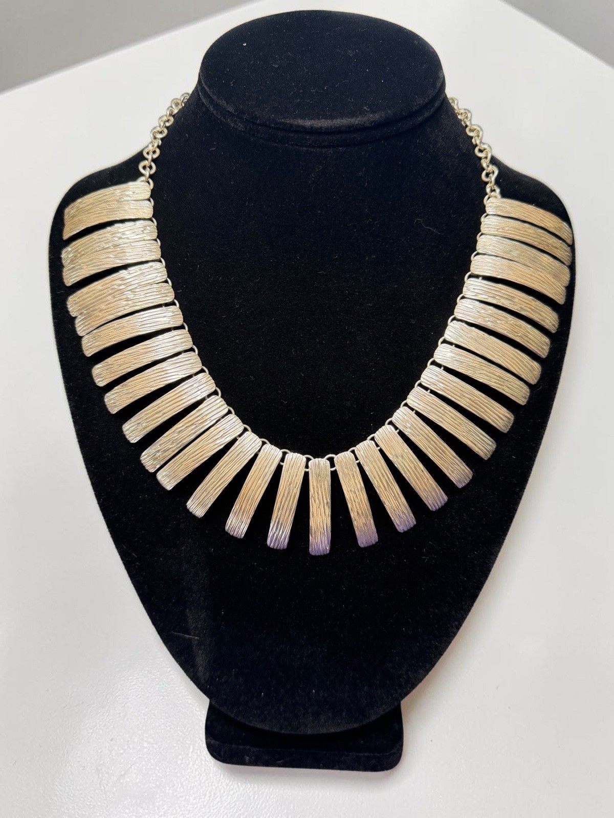 Dominique Dinouart DDD Mexico 925 Silver Textured Fringe Cleopatra Necklace 70g