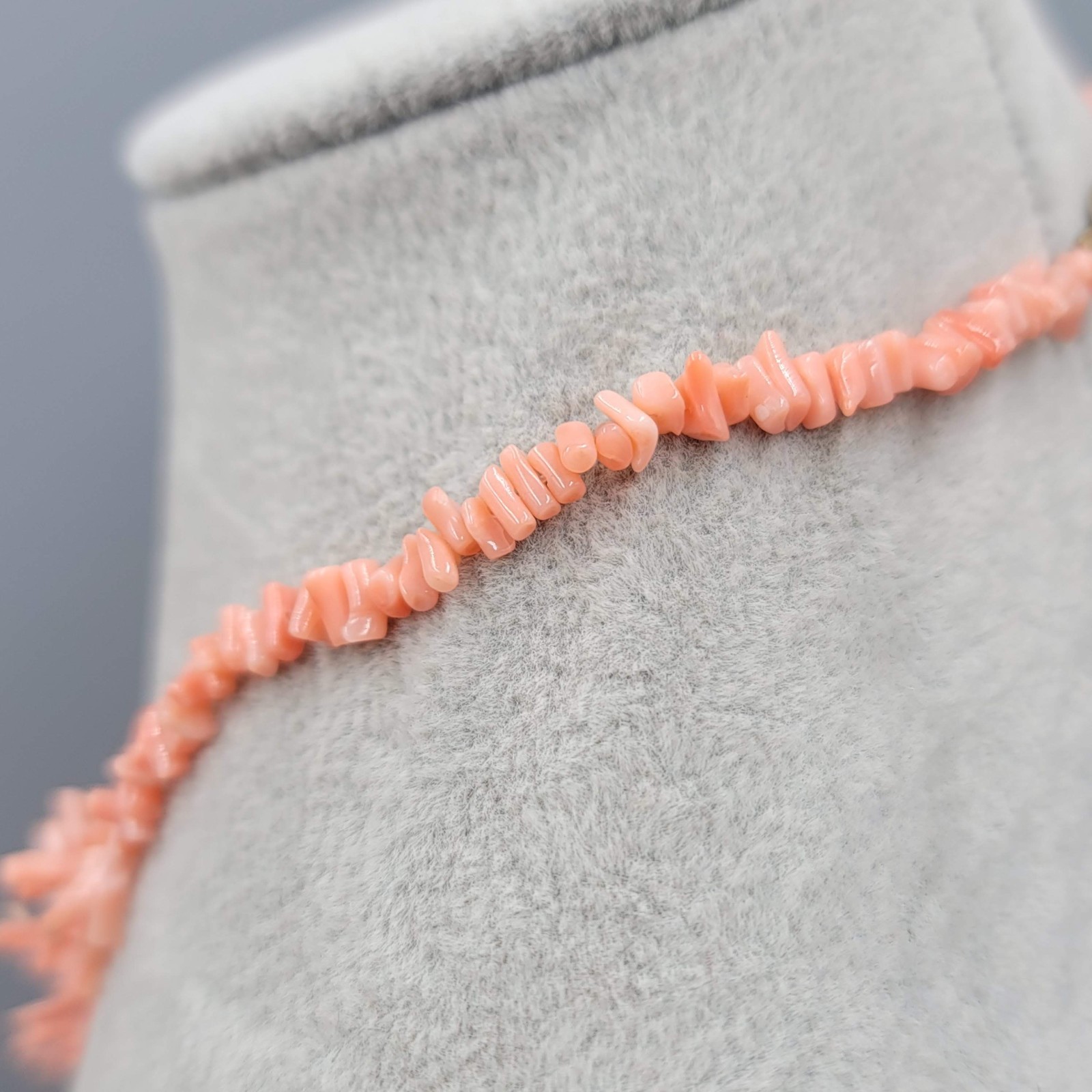 Vtg Angel Skin Branch Coral Necklace Natural Salmon Orange Pink Graduated 16”