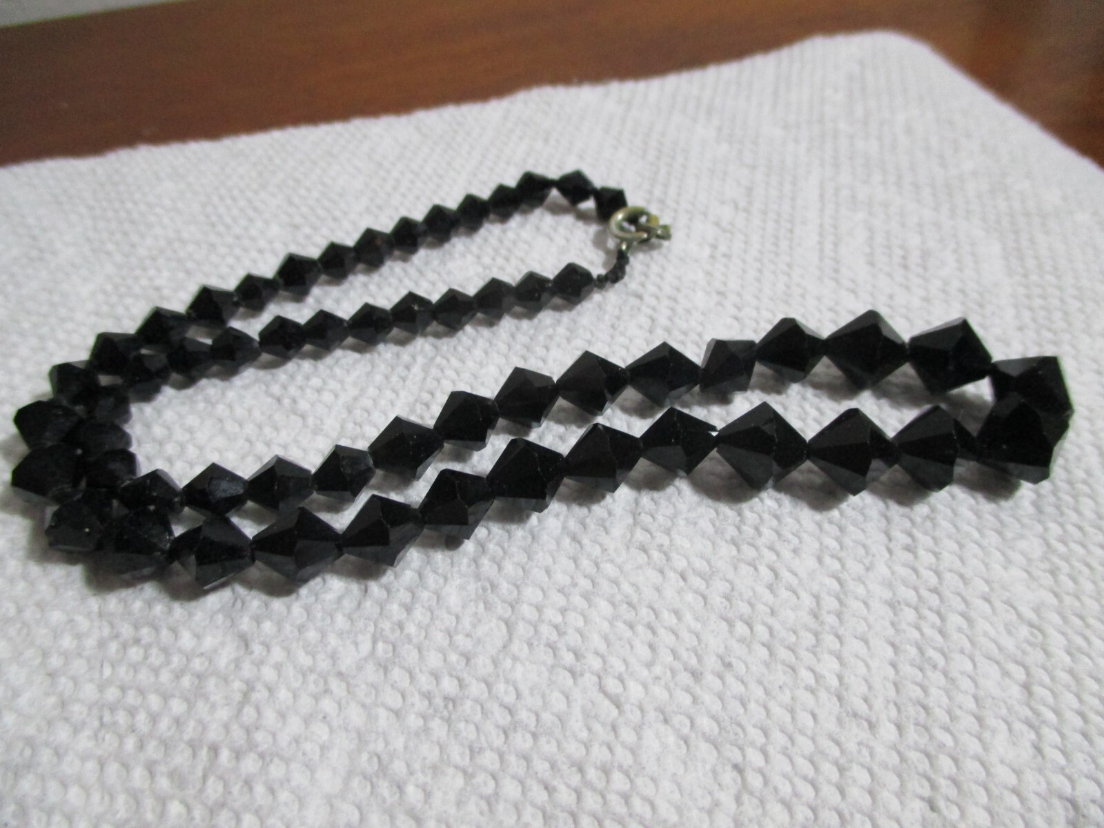 Vintage Jet Black Art Deco Lozenge Shape Beads Choker Necklaces Lot 2