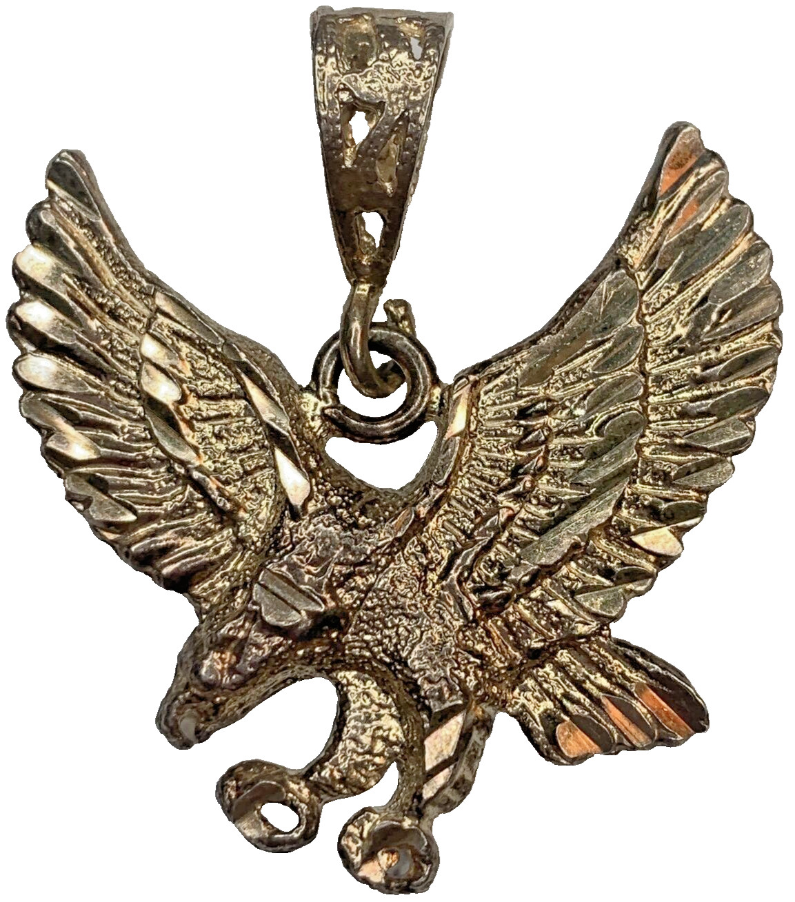 Vintage Sterling 925 Gold Vermeil Open Wing Flying Eagle USA Patriotic Pendant