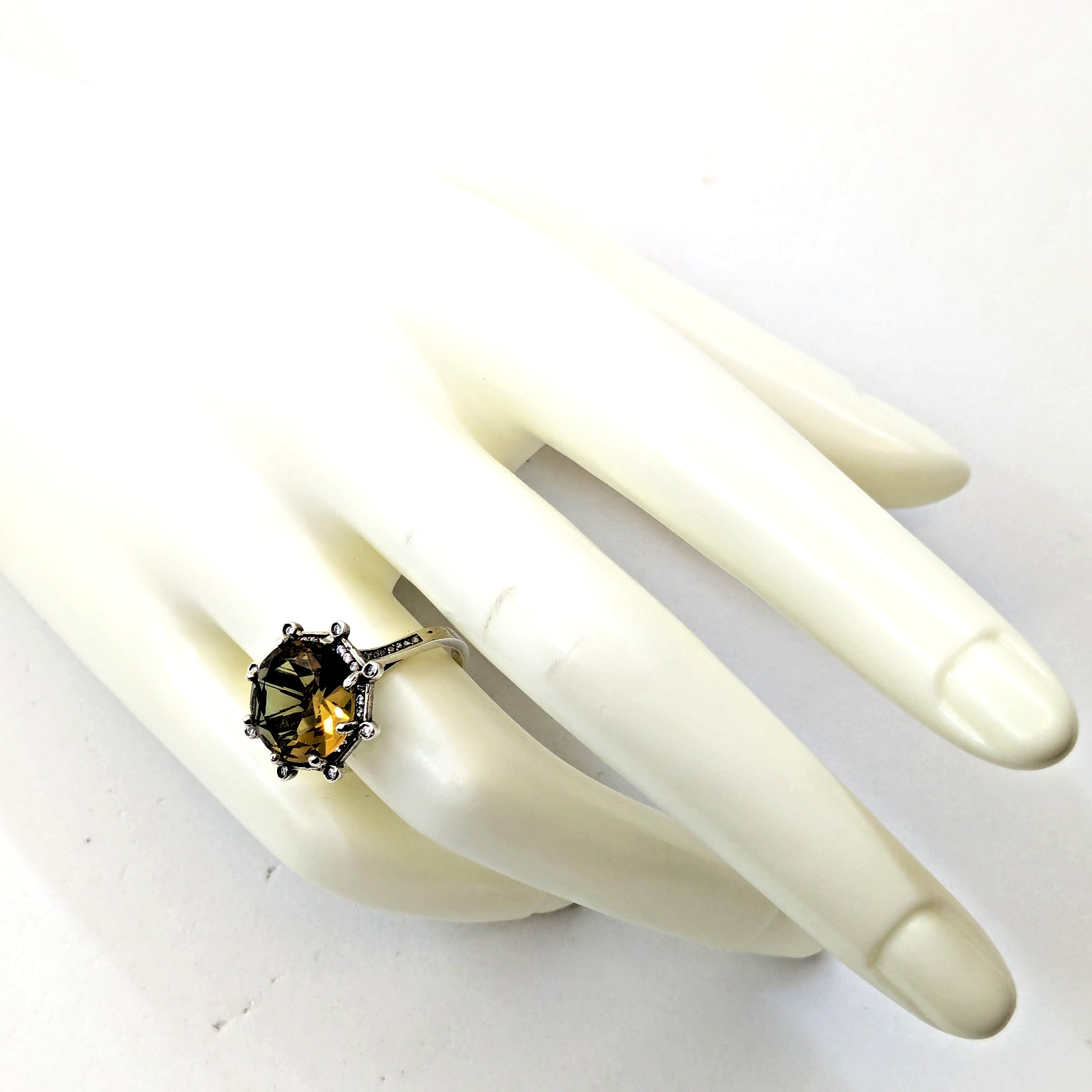 Vintage Luxury RING Silver 925 with Big Bright Stone -size: 7US (17.5mm) | #5
