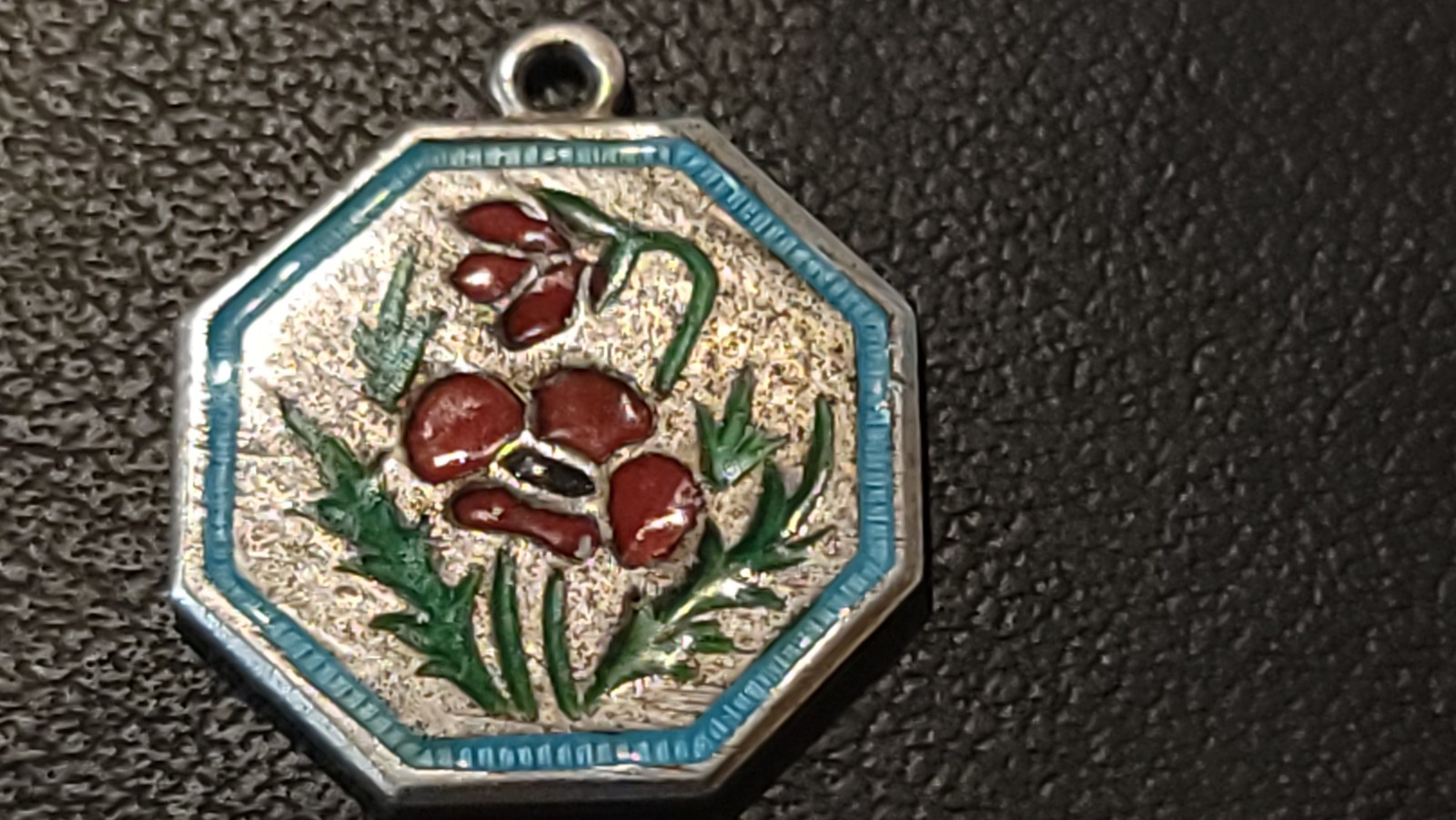 Vintage TLM Sterling Silver Enamel July Poppy Flower of the Month Charm England