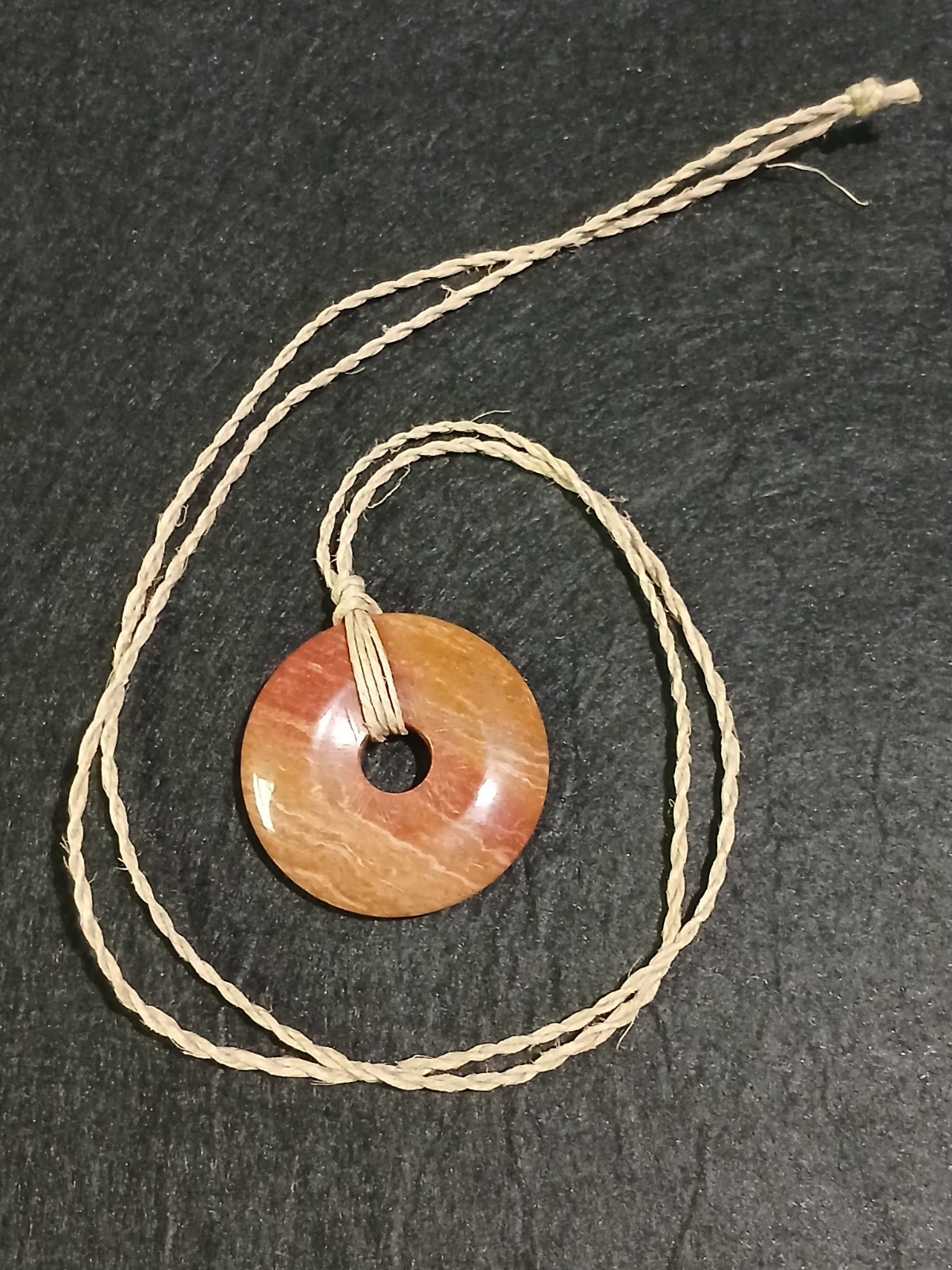 Rainbow Jasper Necklace Hemp Cord Hippie Boho Travel Beach Wear Friend’s Gift