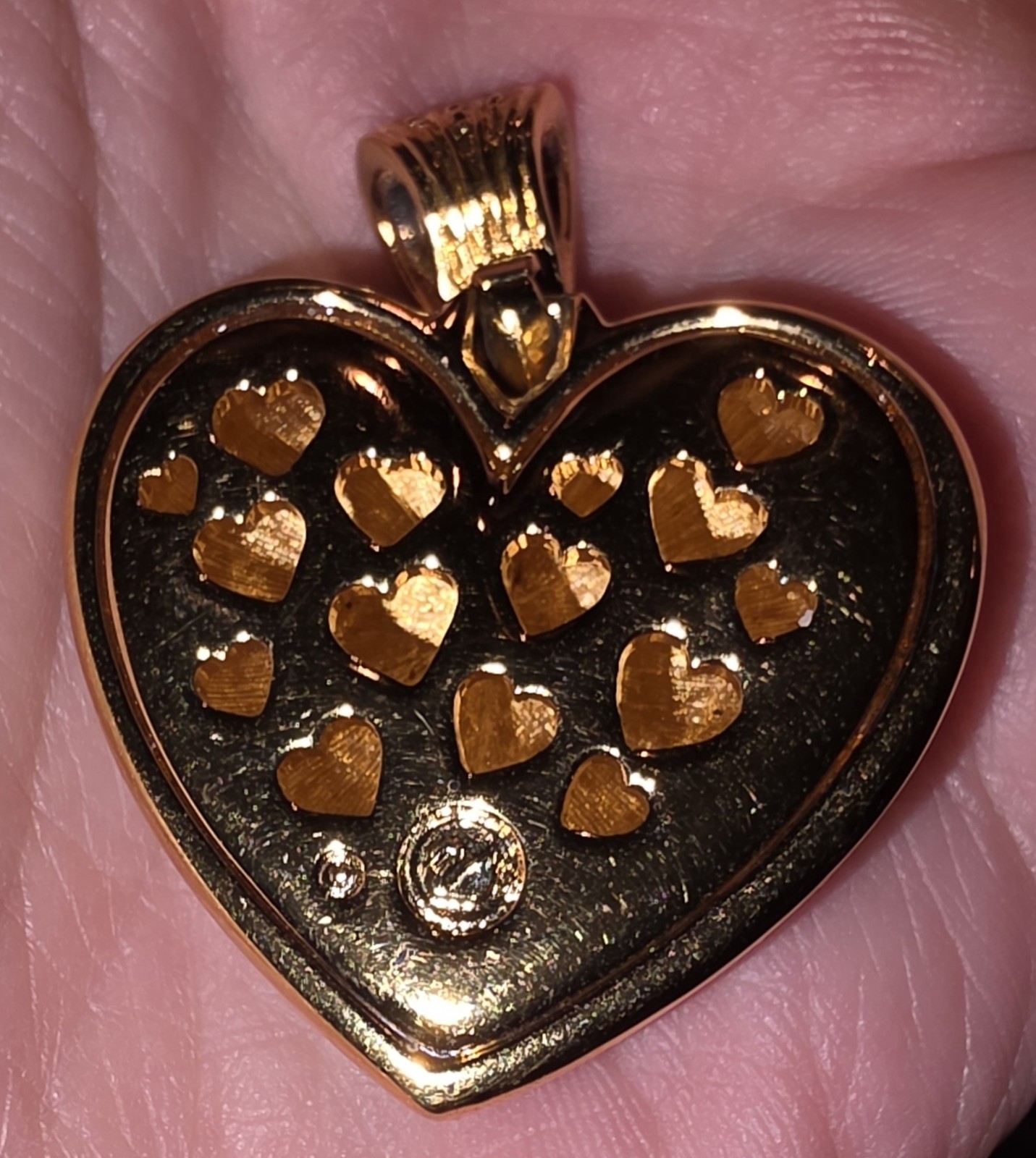 Swarovski® Signed SWAN Crystal Puff Pave Goldtone Dome Large Huge Heart Pendant