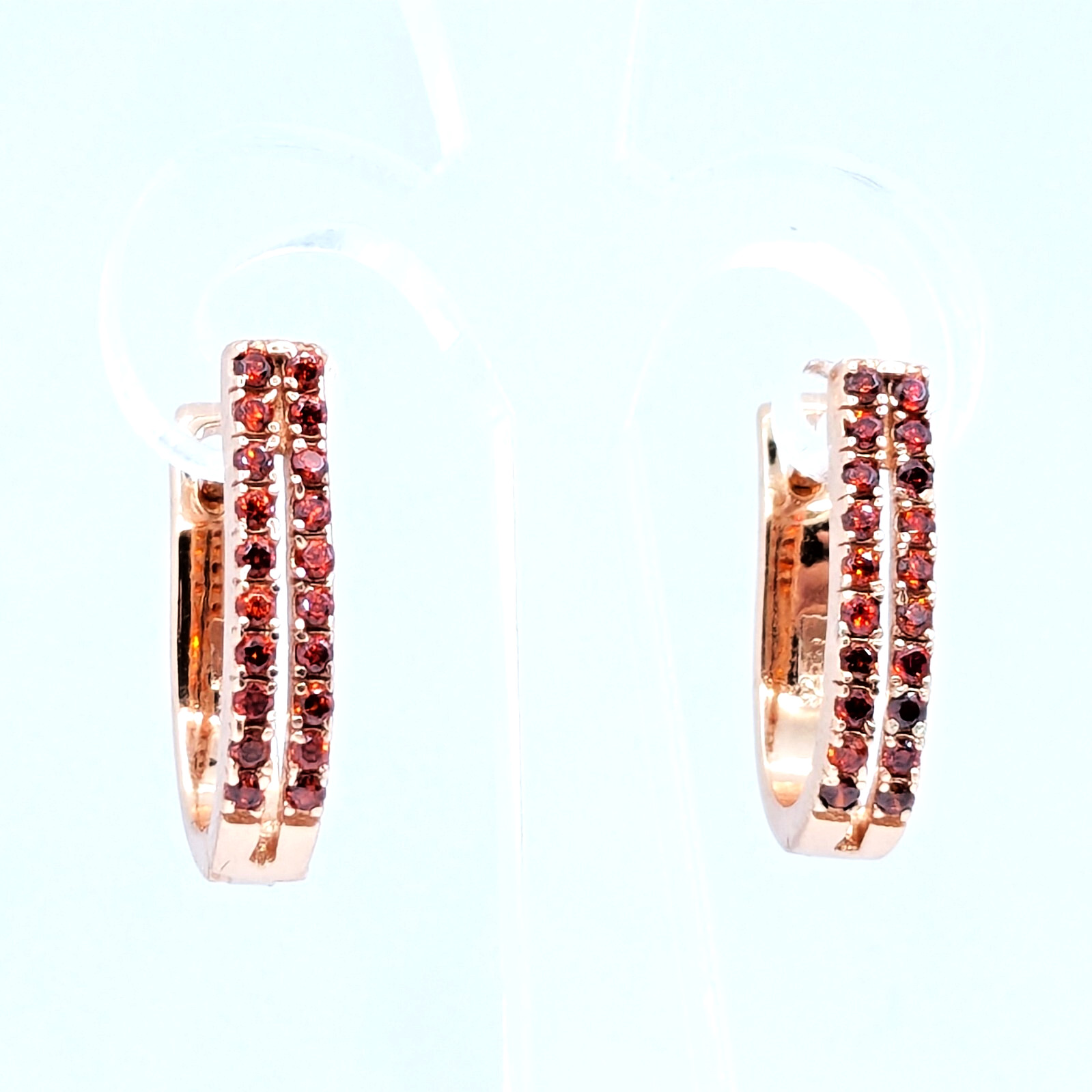 Vintage Luxury Earrings Sterling Silver 925 with Bright Red Stones -4.79g. | #16