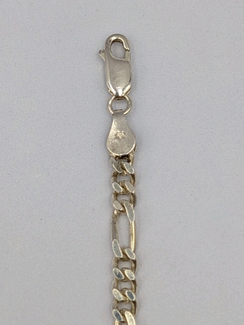Signed Vtg Sterling Silver 4.3mm Figaro Italian Chain Unisex 925 Bracelet 7 7/8″