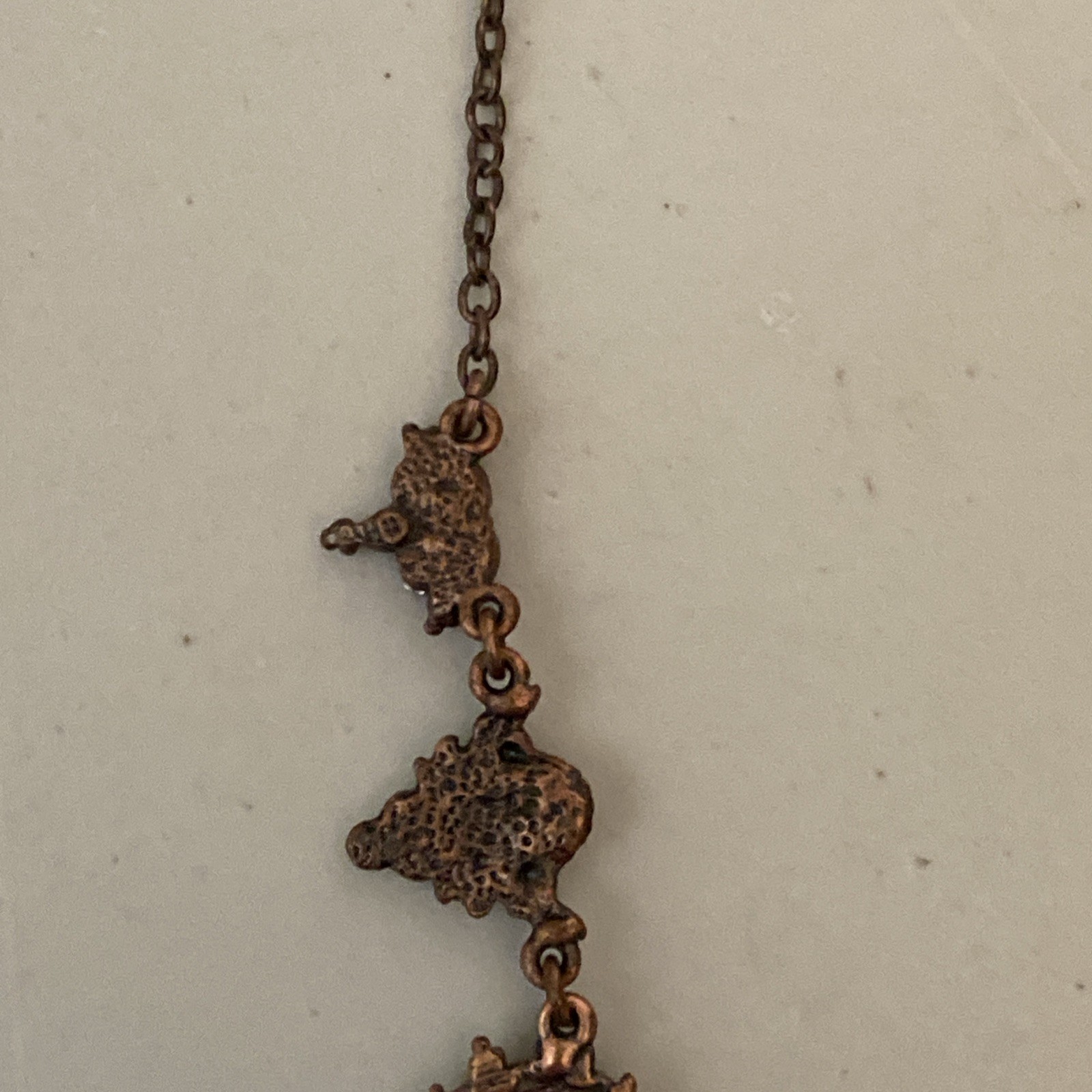 Copper Toned Vintage Necklace topaz colored stones