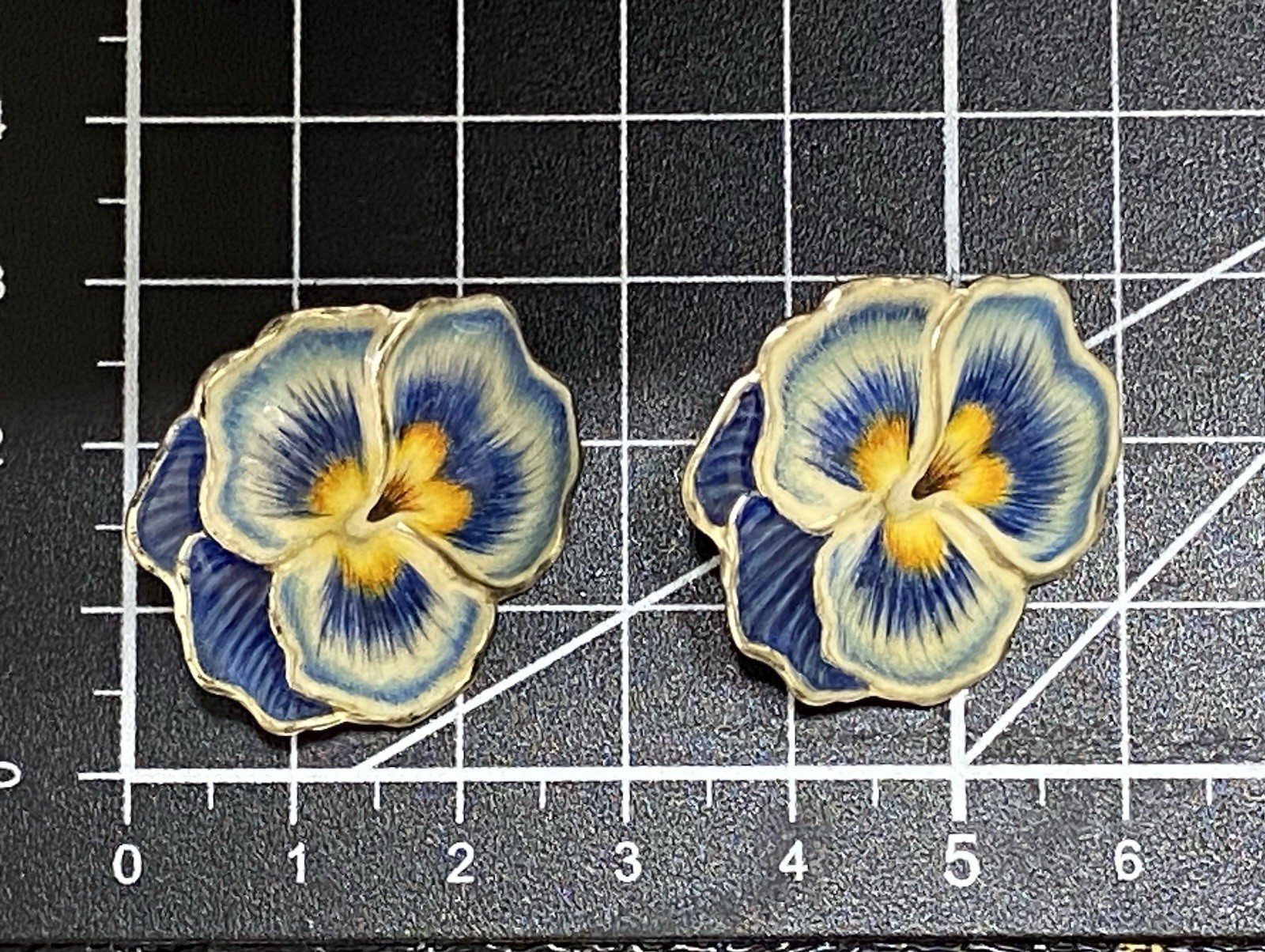 Vintage Sterling Silver Enamel Pansy Earrings – One of a Kind