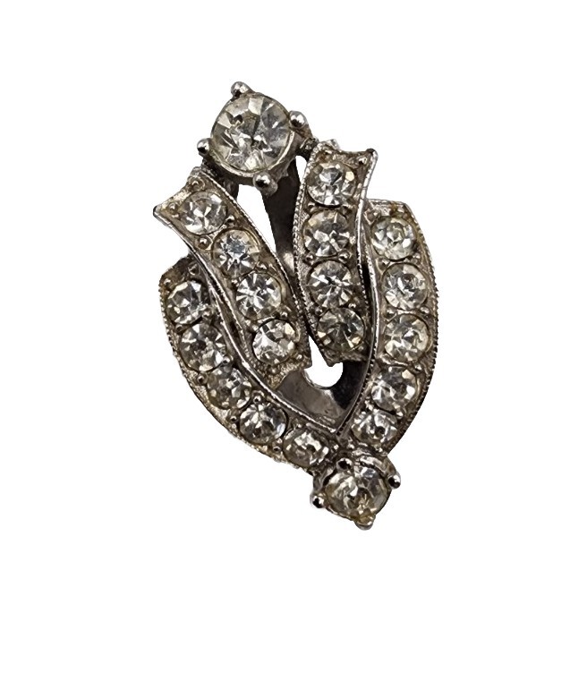 Vintage Art Deco Rhinestone Geometric Luxurious Sparkle Silver Tone Clear Vogue