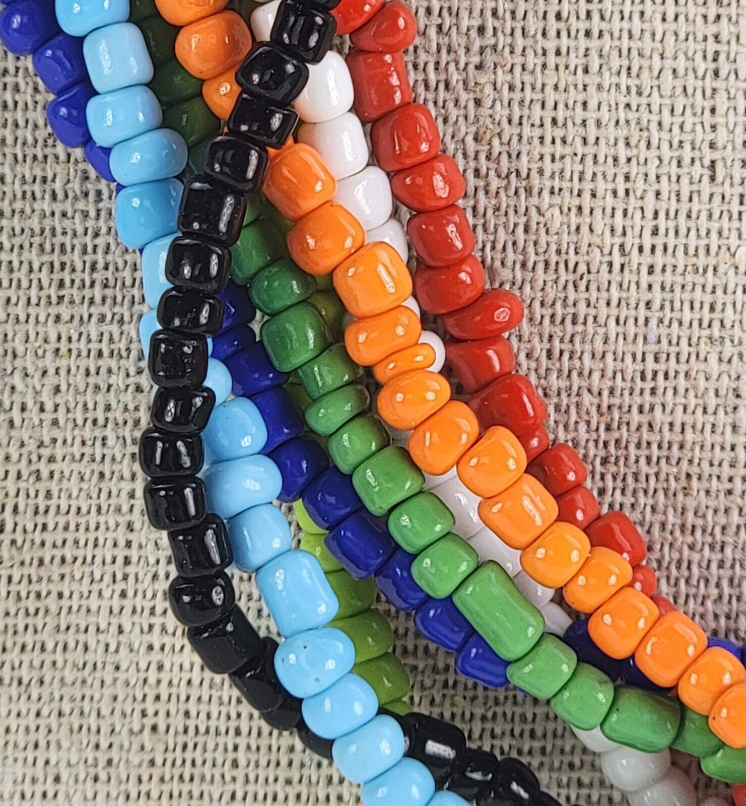 Vintage Multicolor Multi-Strand Beaded Necklace 19 in Toggle Clasp Acrylic Boho