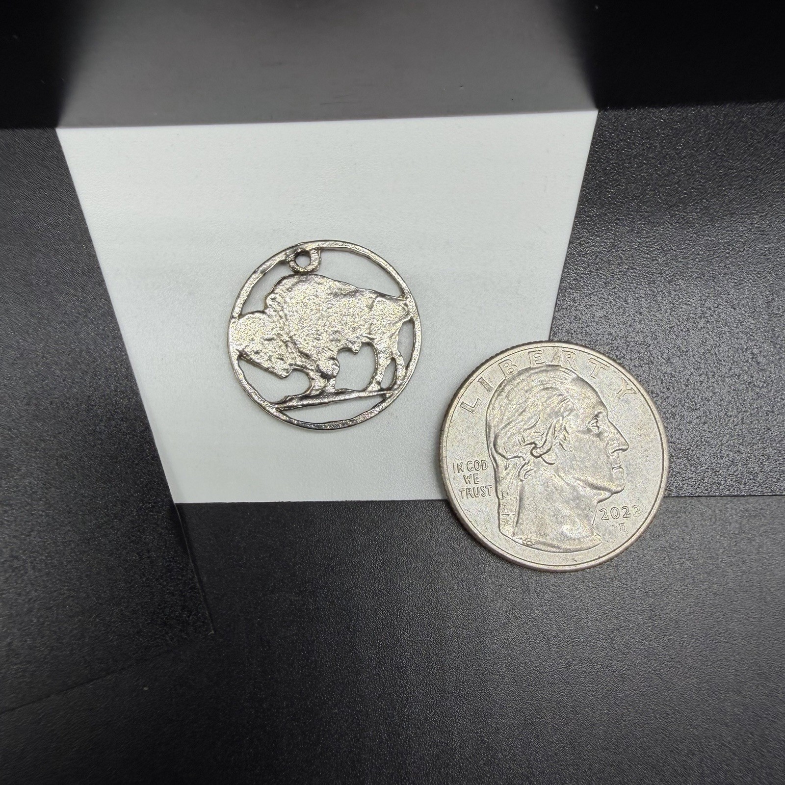 VINTAGE Buffalo Nickel Cut-Out Pendant Charm No Ring See Photos 3/4″ 2.7g