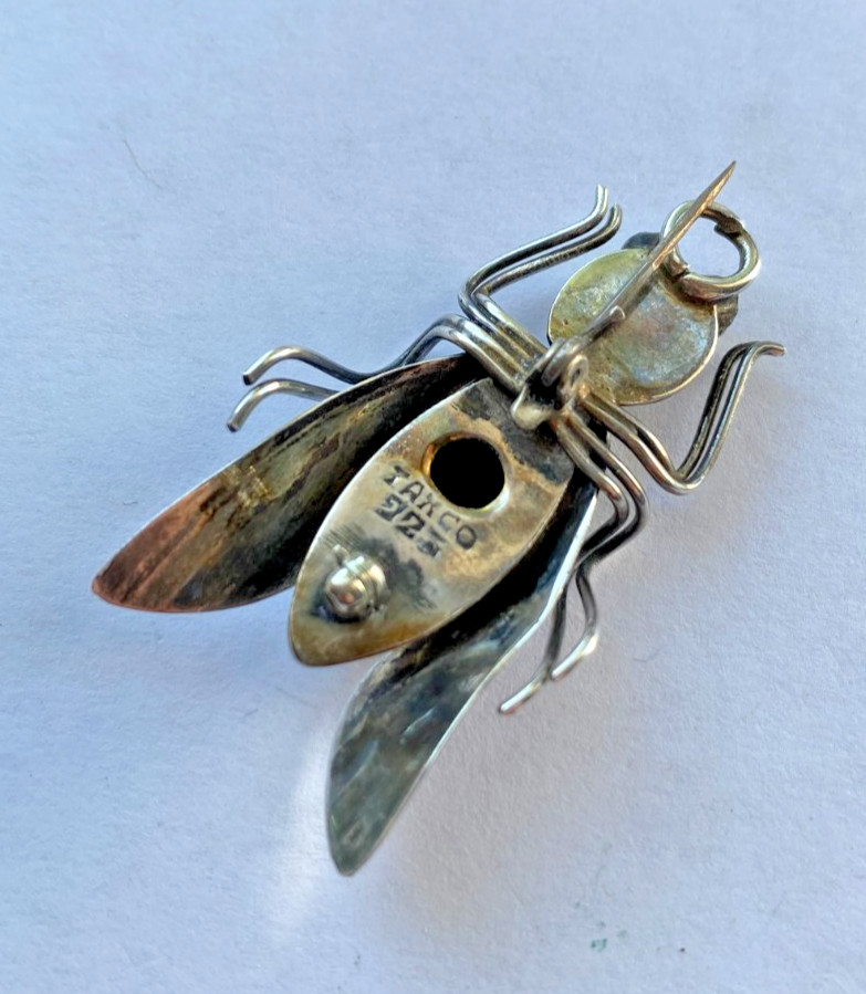 Vintage Sterling Silver Signed Taxco 925 Insect Bug Pin Brooch 1.75 Inches Long
