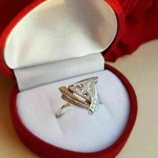 2Ct VVS1 Trillion Cut Lab Created Diamond Engagement 14K Yellow Gold Finish Ring