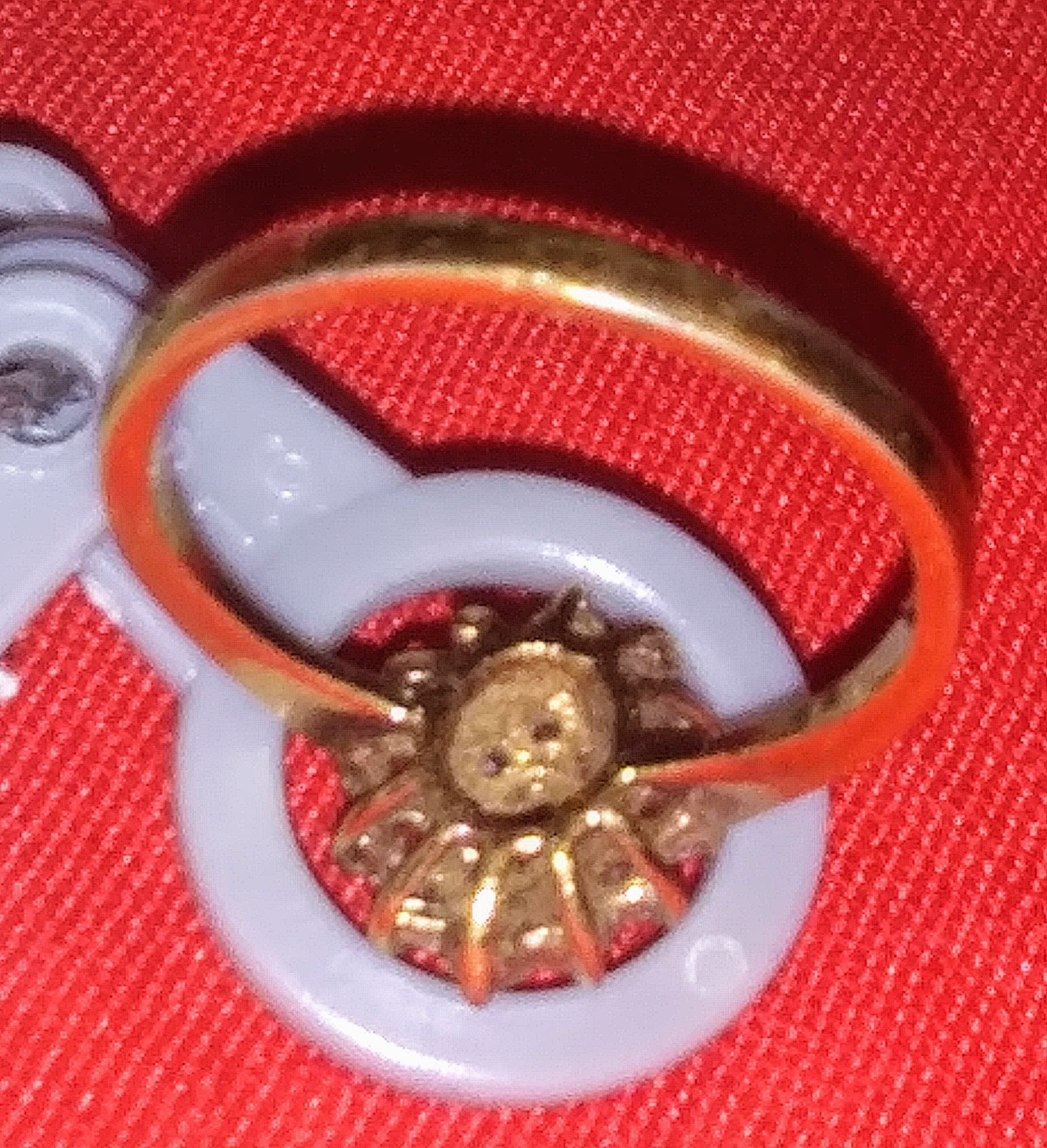 Vintage Ruby & Garnet Color Diamond Accent Gemstone Gold Tone Cocktail Ring Sz 9