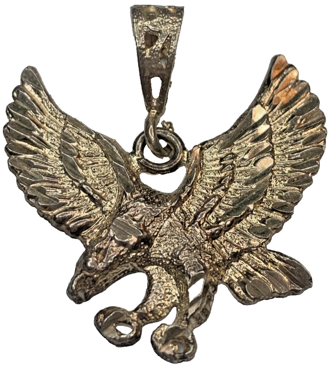 Vintage Sterling 925 Gold Vermeil Open Wing Flying Eagle USA Patriotic Pendant