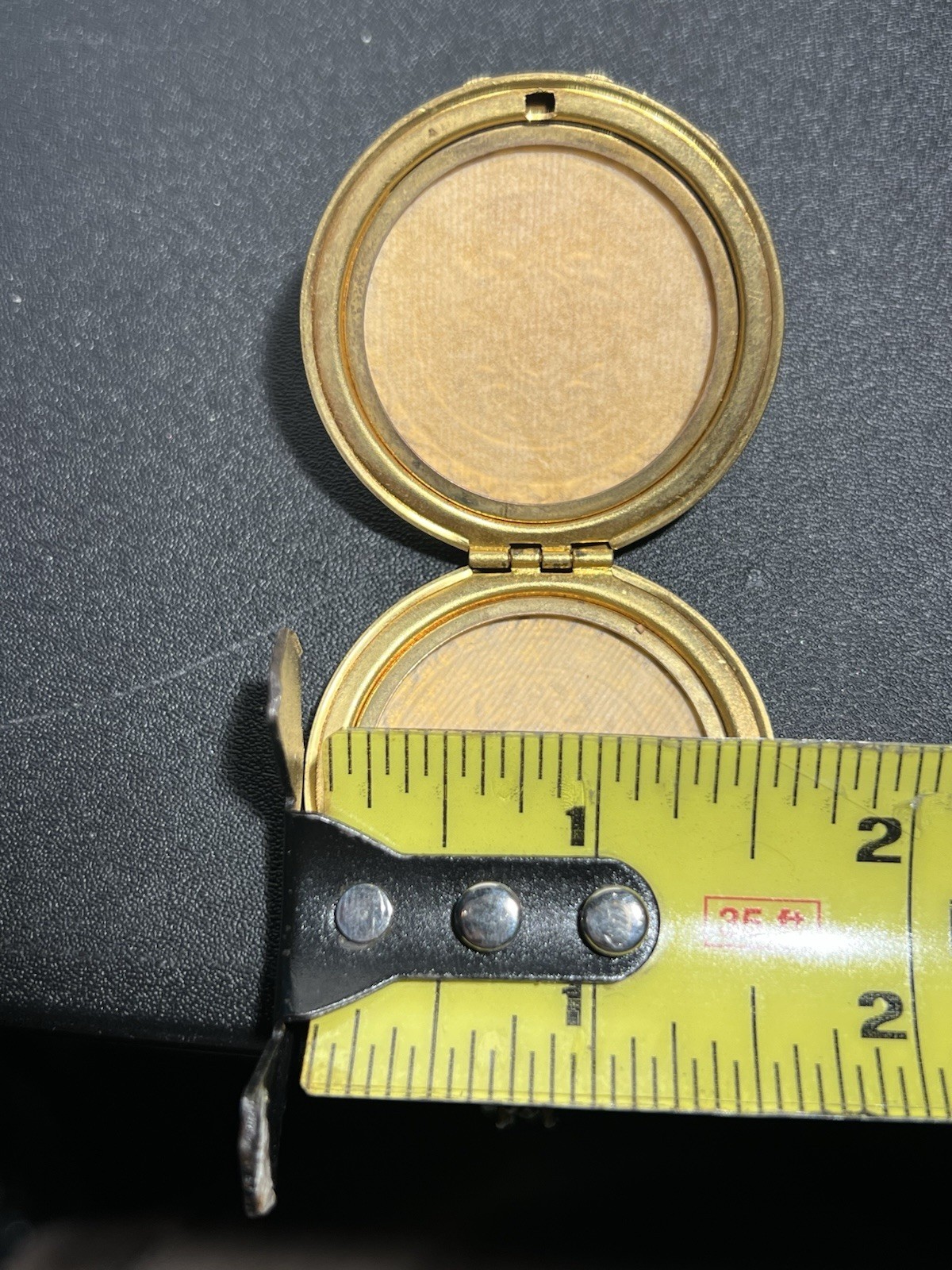 Antique Gold Tone Brass Round Locket Pendant Victorian Art Deco Necklace