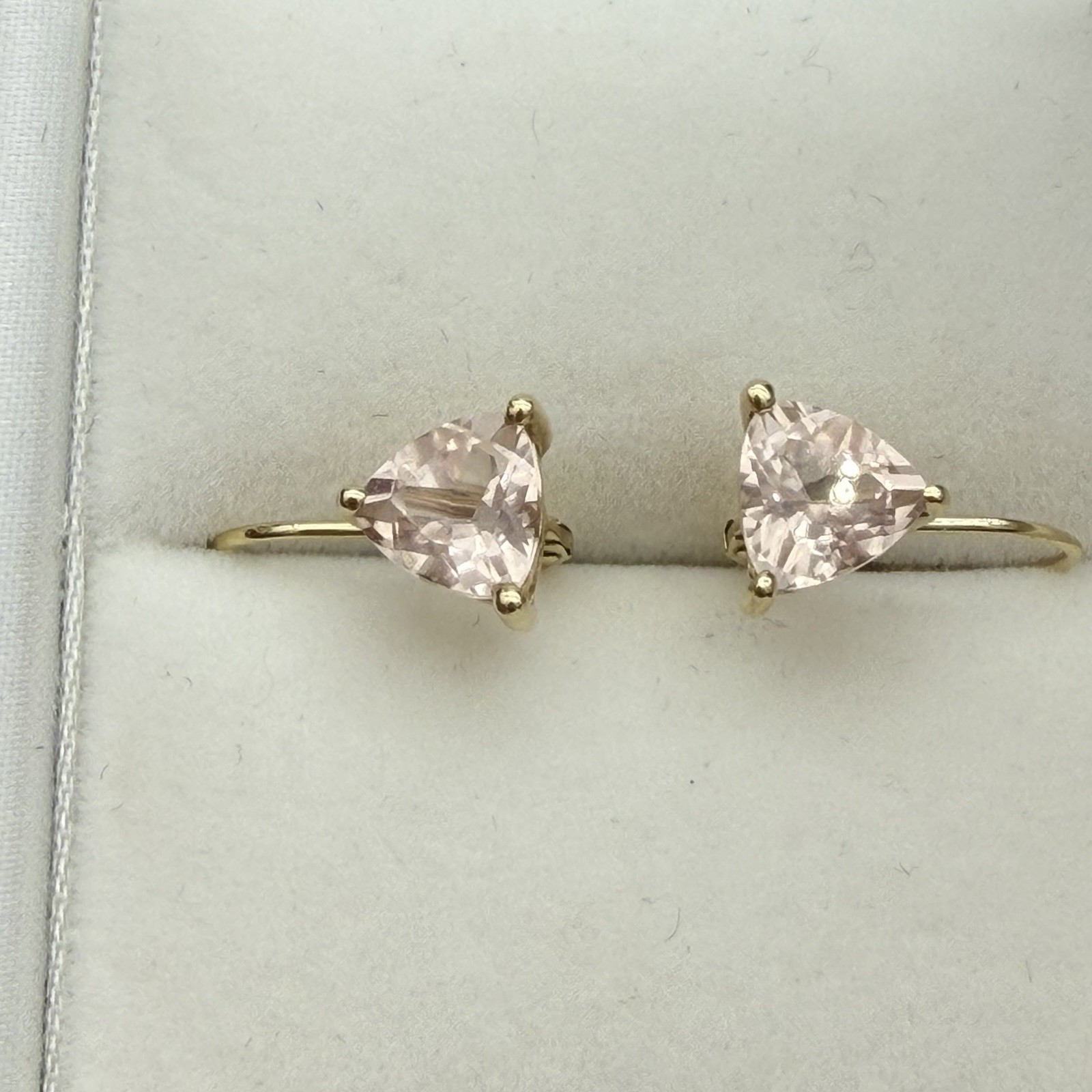 Vtg 14K Yellow Gold Pink Stone Earrings Posibly Morganite QVC HSN Designer