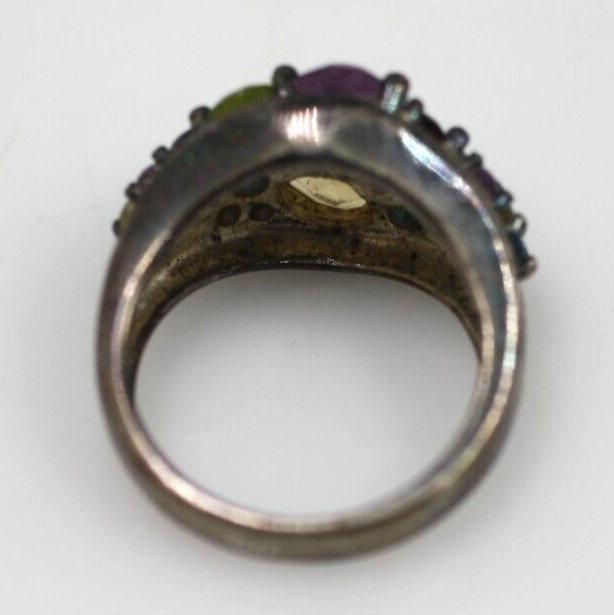 Sterling silver 925 multi color red purple blue multi gemstone ring band size 7