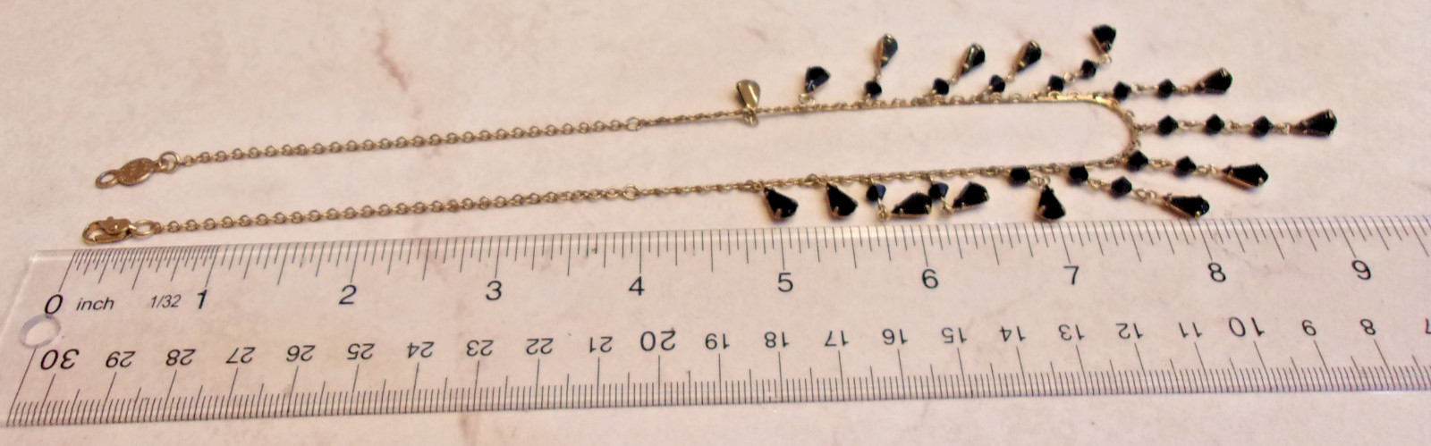 Vintage Look Austrian Crystal USA Teardrop Shape Beaded Dangle Necklace