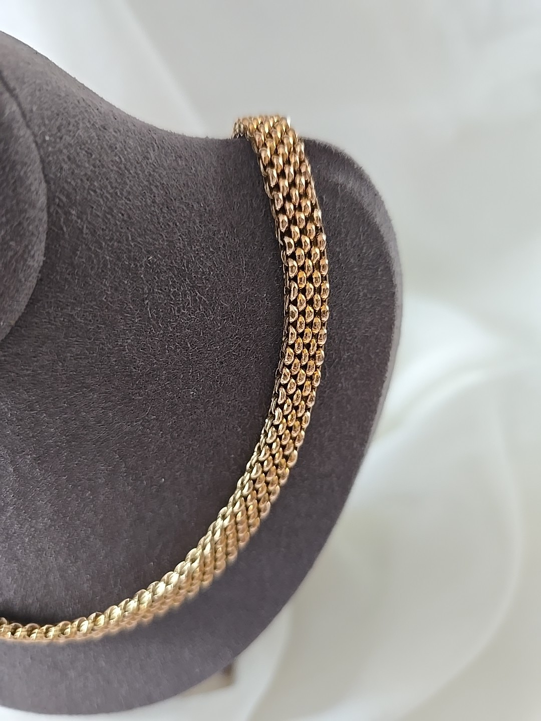 1/20 12k YELLOW GOLD FILLED POPCORN MESH CHAIN NECKLACE 19″