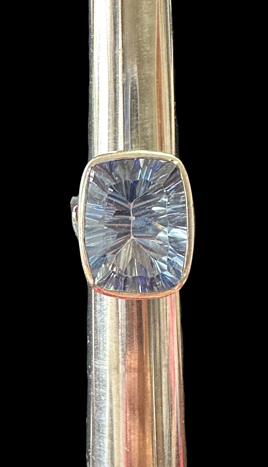 Outrageous Elongated Signature Cushion Cut Sterling Silver 925 Ring