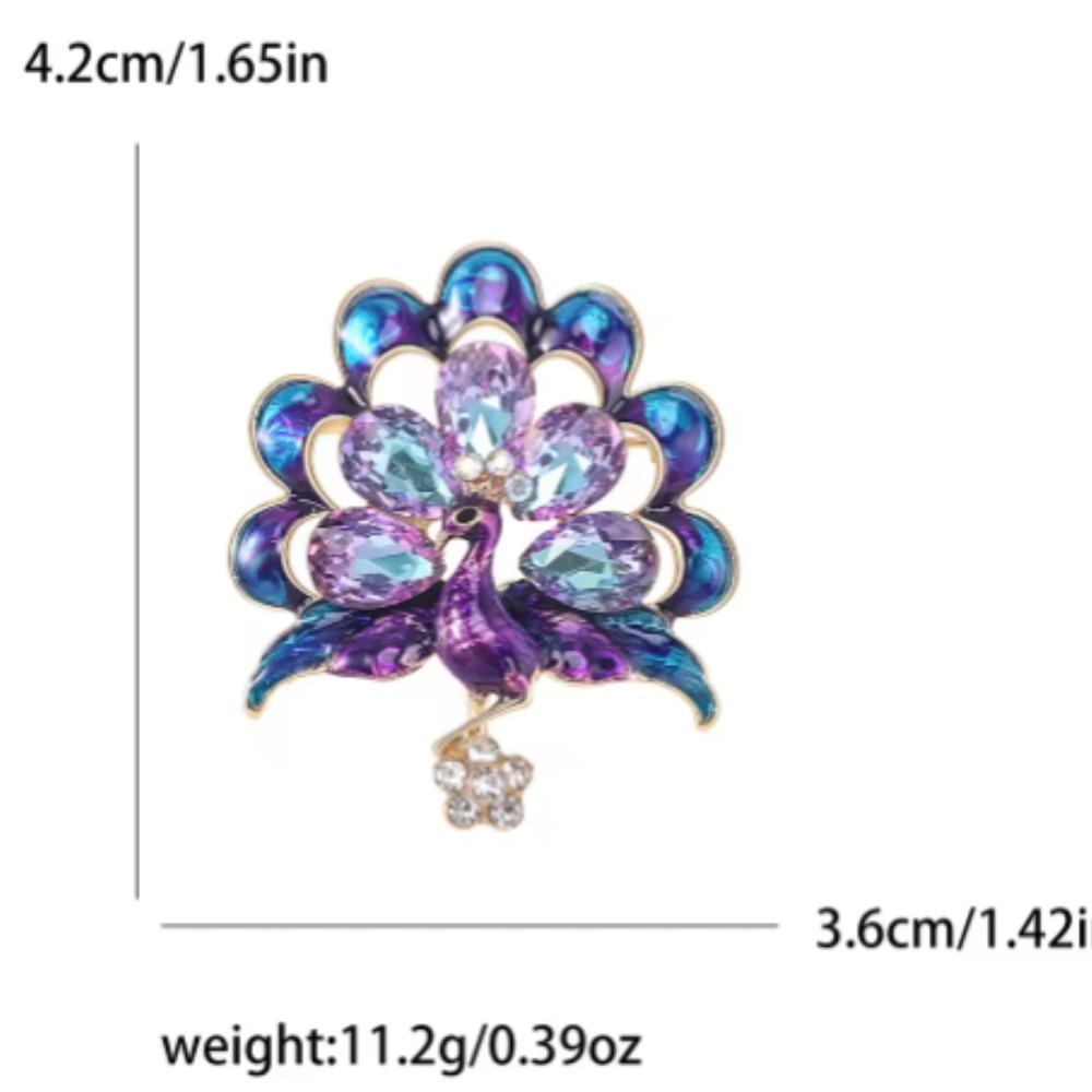 Vintage Style Peacock Bird Rhinestone Crystal Cyan Bird Brooch Pin Pendant Gift