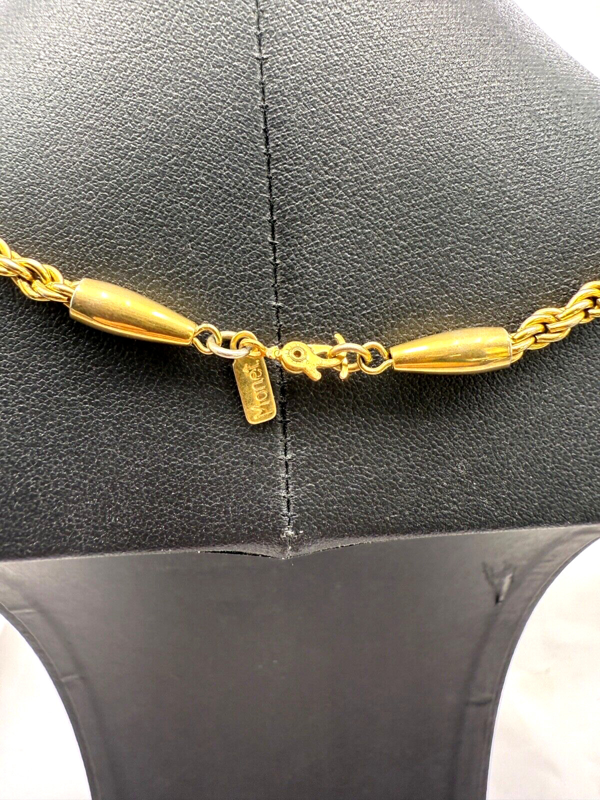 Vintage Pre 1955 Monet Gold Tone Rope Chain Necklace 19″ sister clasp, end caps