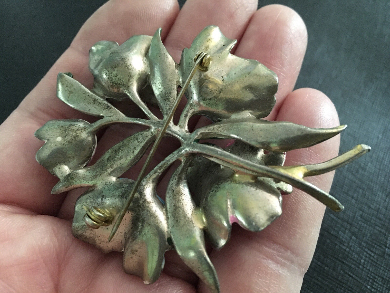 Vintage Pot Metal Floral Brooch Bouquet