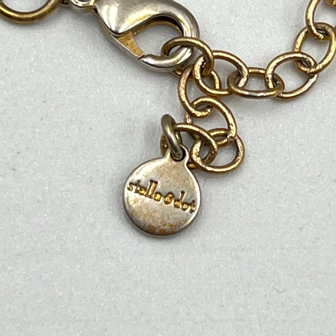 VTG Rhinestones Stella & Dot Gold Tone Geometric Open Shield Pendant Necklace