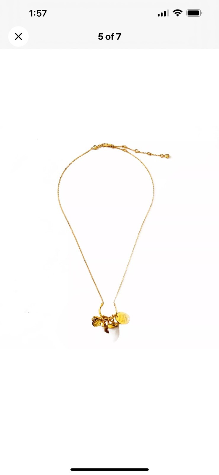 AUTH NEW Henri Bendel GOLD Shark’s Tooth CZ Crystal Charm wtag and Dust Bag RARE