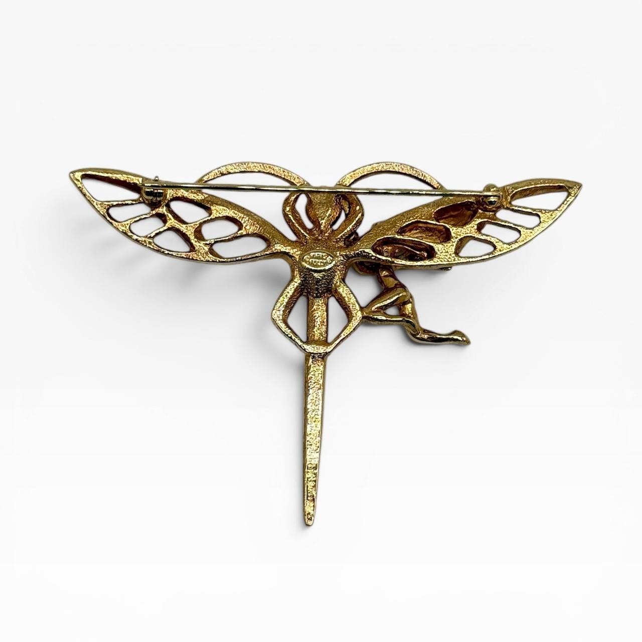 Vintage Kirks Folly Angel Dragonfly Crystal Brooch w/ Box