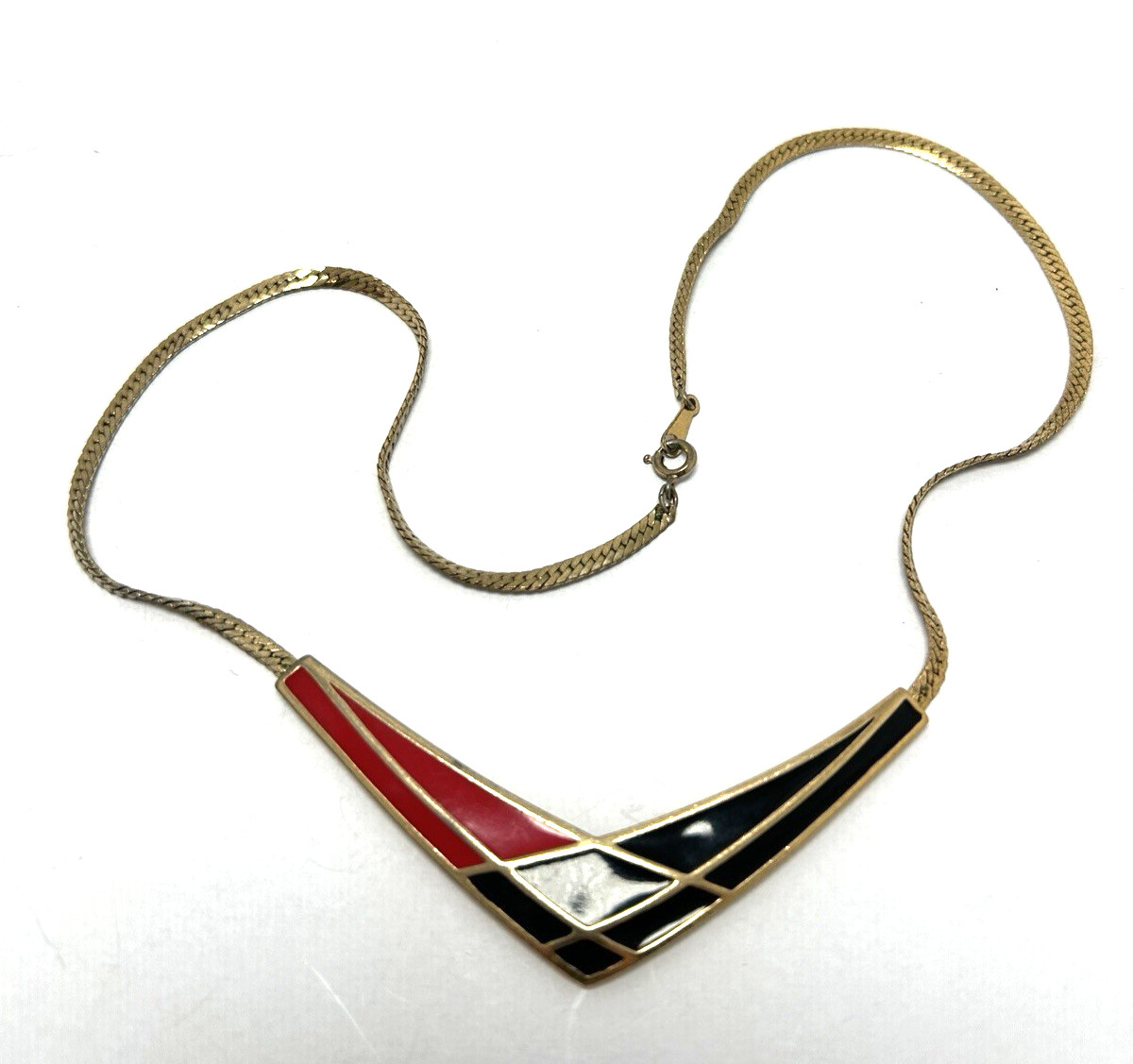 Vintage Signed Necklace Lot Monet Trifari Avon West Germany Red White Mod 4pc
