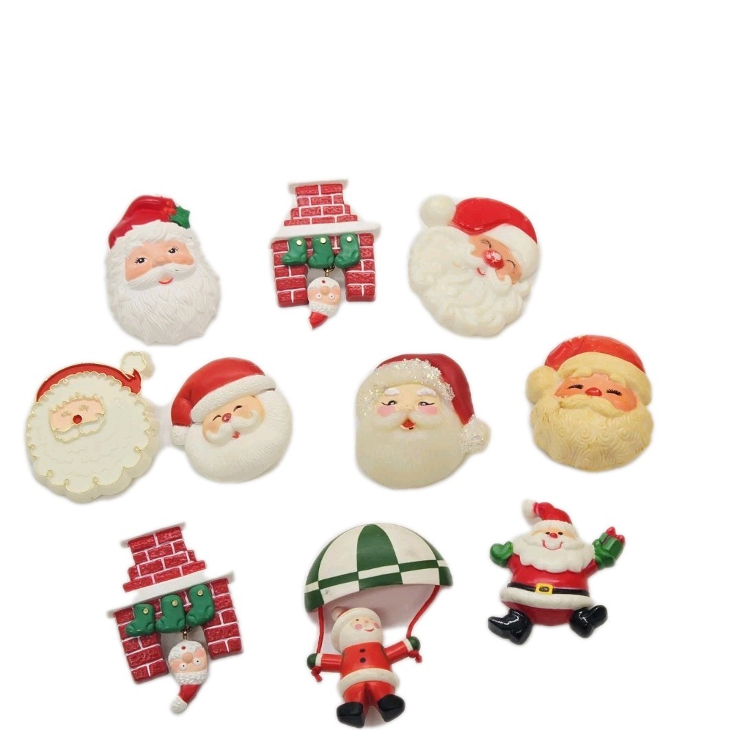Christmas Brooch Lot Vintage to Now 10 pc Santa Clause Avon Fun World Hallmark