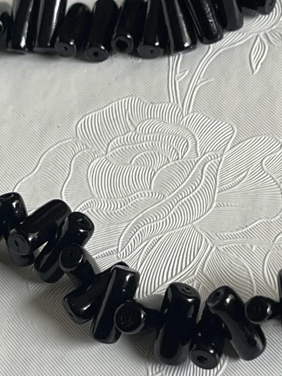 Vintage Black Coral Bead Necklace With 14k Yellow Gold Clasp