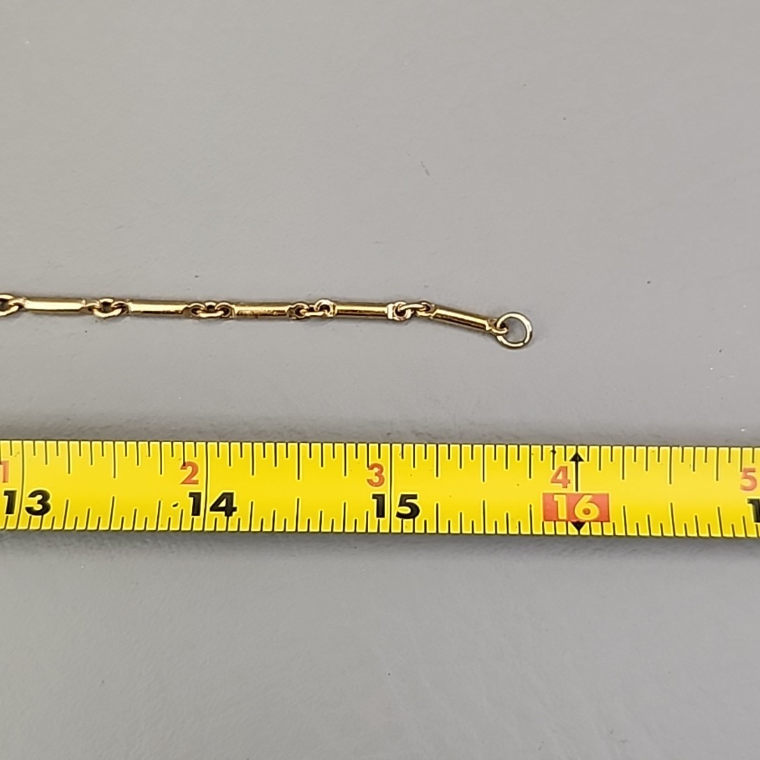Vintage Coro Necklace Imitation Pearl Gold Tone Bar Link Chain Rhinestones 15.5″