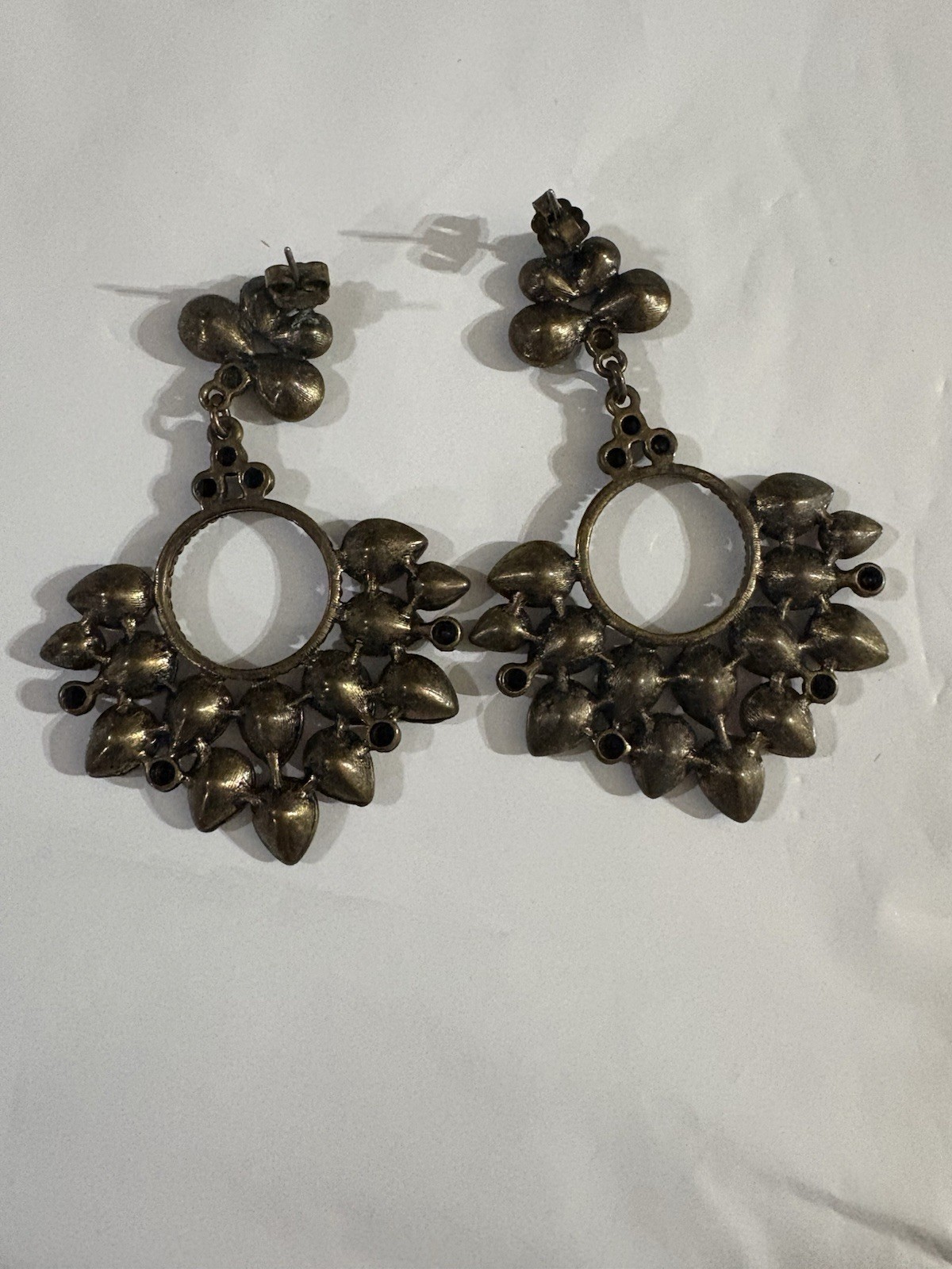 Vintage look pink purple and blue chandelier earrings