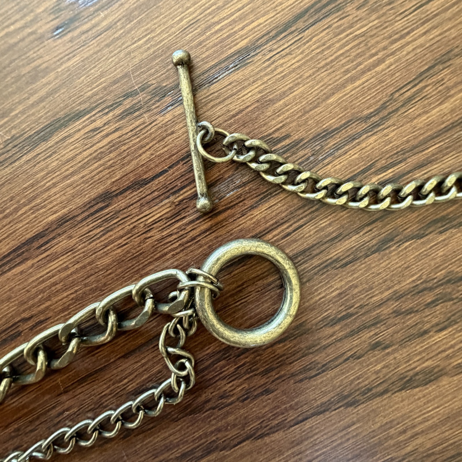 Vintage, Antique Brass-Tone Multi-Chain Necklace, 34”(L)