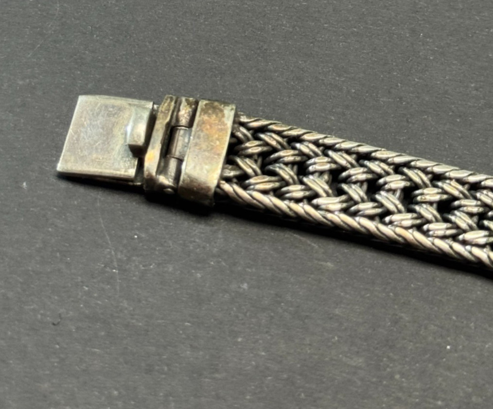 VINTAGE TRIPLE 3 TIMES WHEAT PATTERN CHAIN STERLING SILVER BRACELET