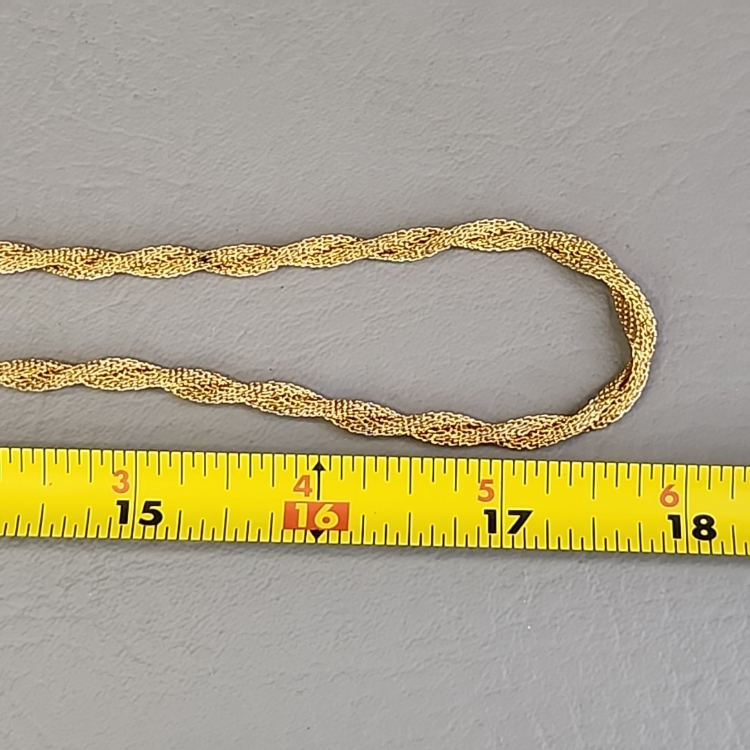 Vintage Mesh Tube Chain Necklace Twist Gold Tone 37″