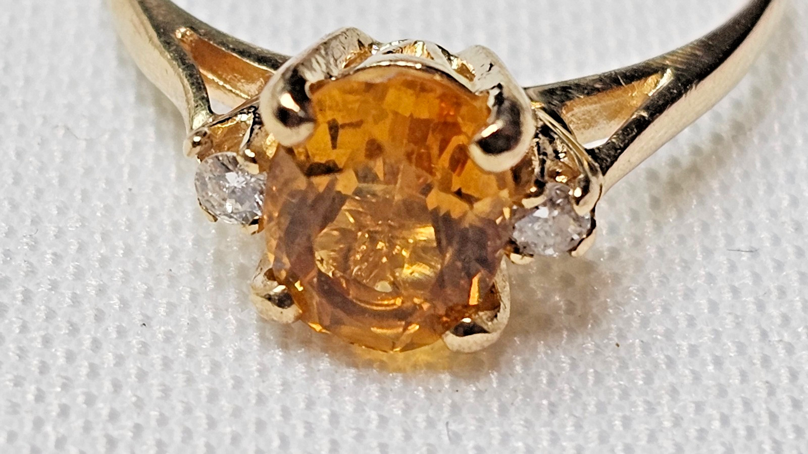 Vintage 14K Yellow Gold Citrine Diamond Ring 2.0 Grams Repair/Repurpose – Notes
