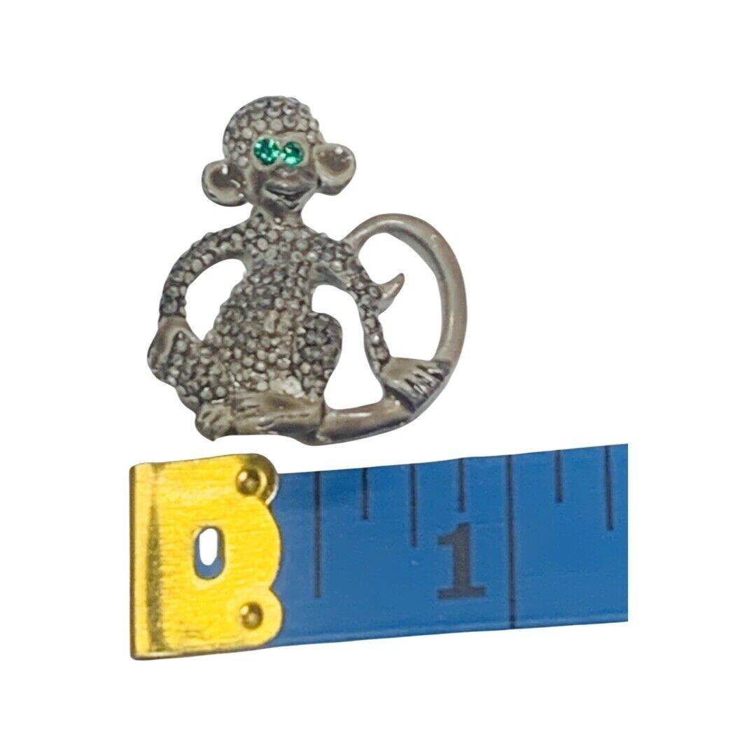 Monkey Brooch Pin 1” Silver Tone Whimsical Fairycore Jungle Figural