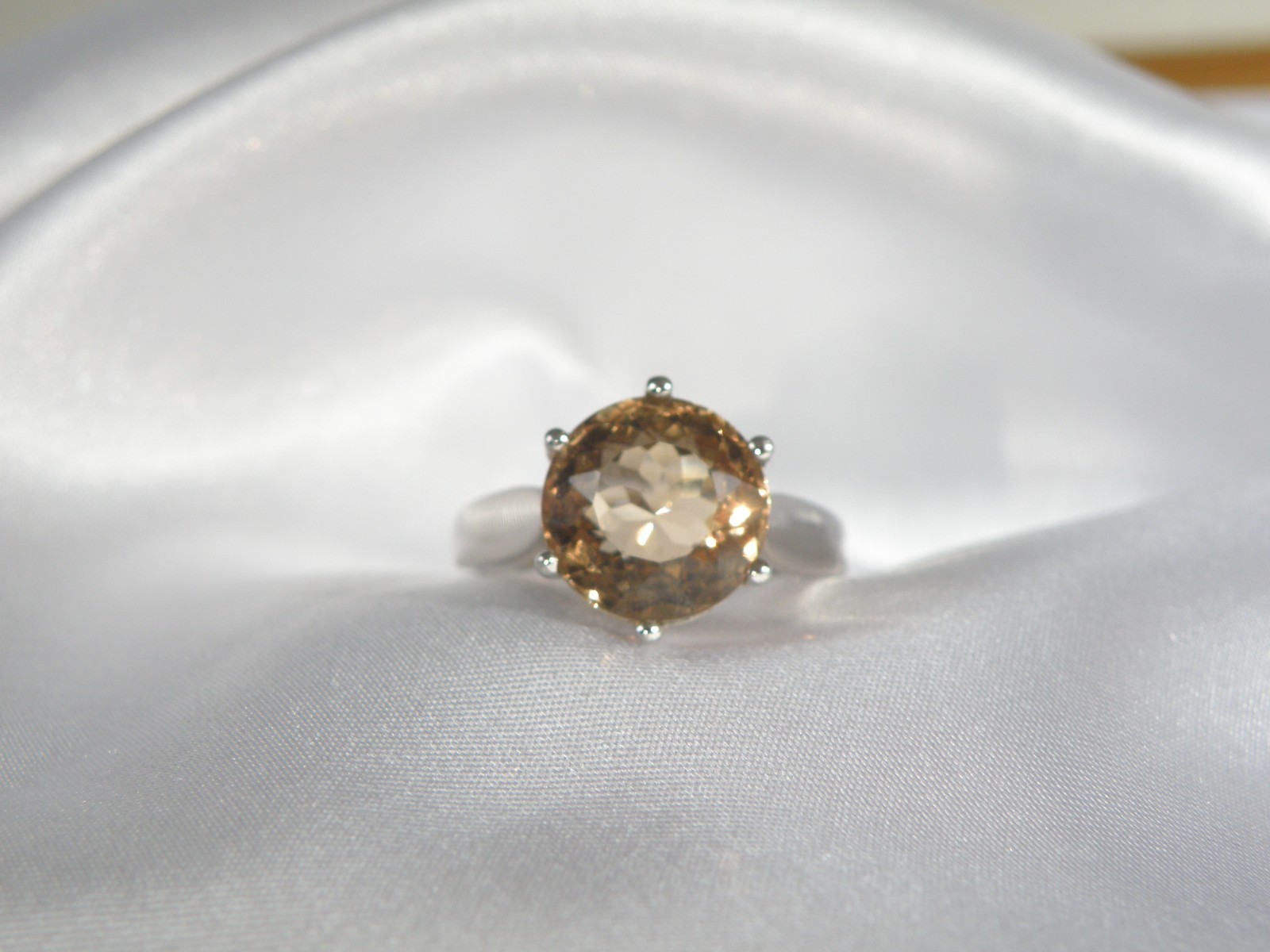 Vintage Sterling Silver 925 Natural Golden Beryl Solitaire Cocktail Ring Size 11