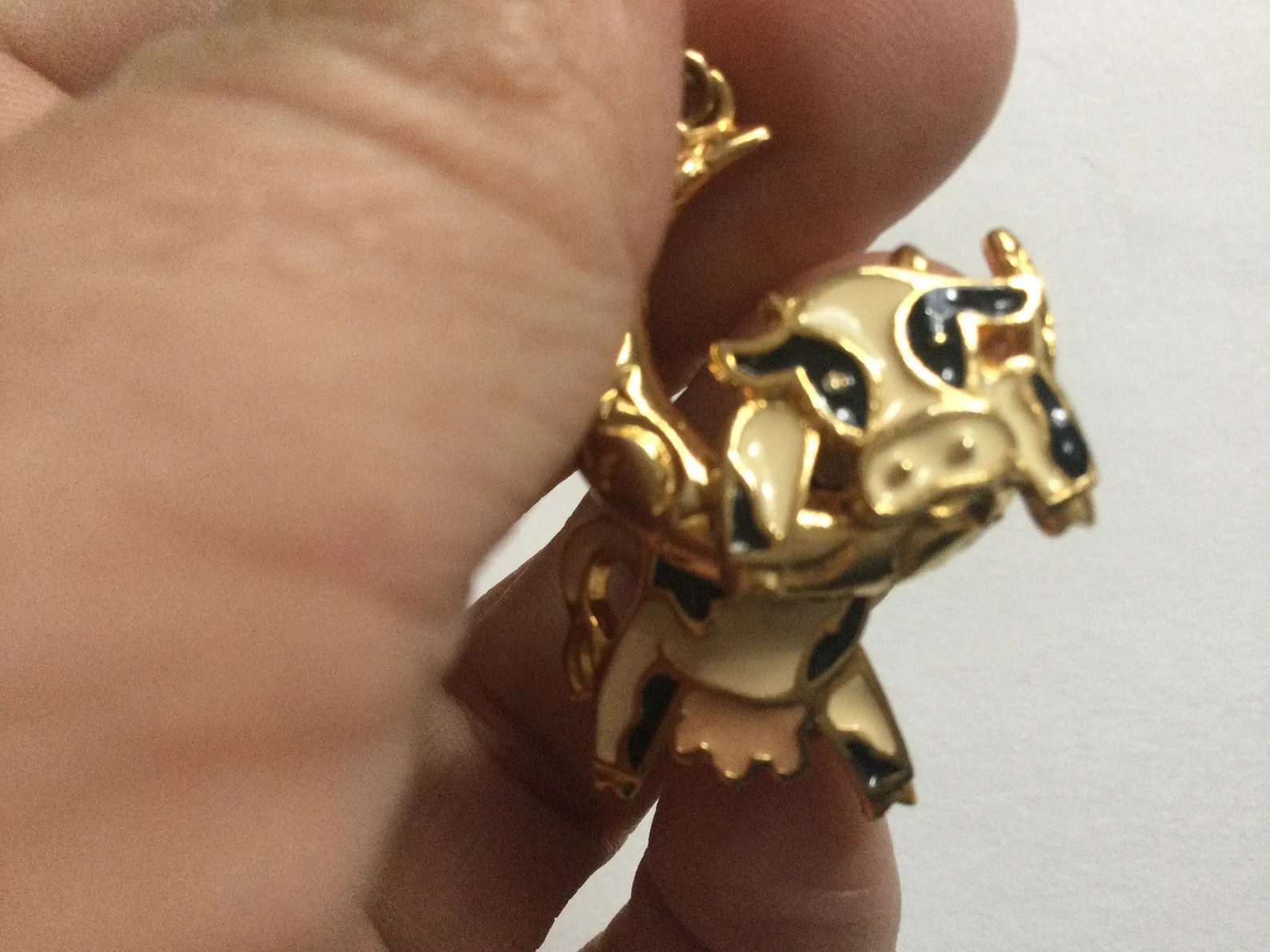 Vintage Cow Earrings Articulated Berebi Jump Over the Moon Enamel Pierced Dangle