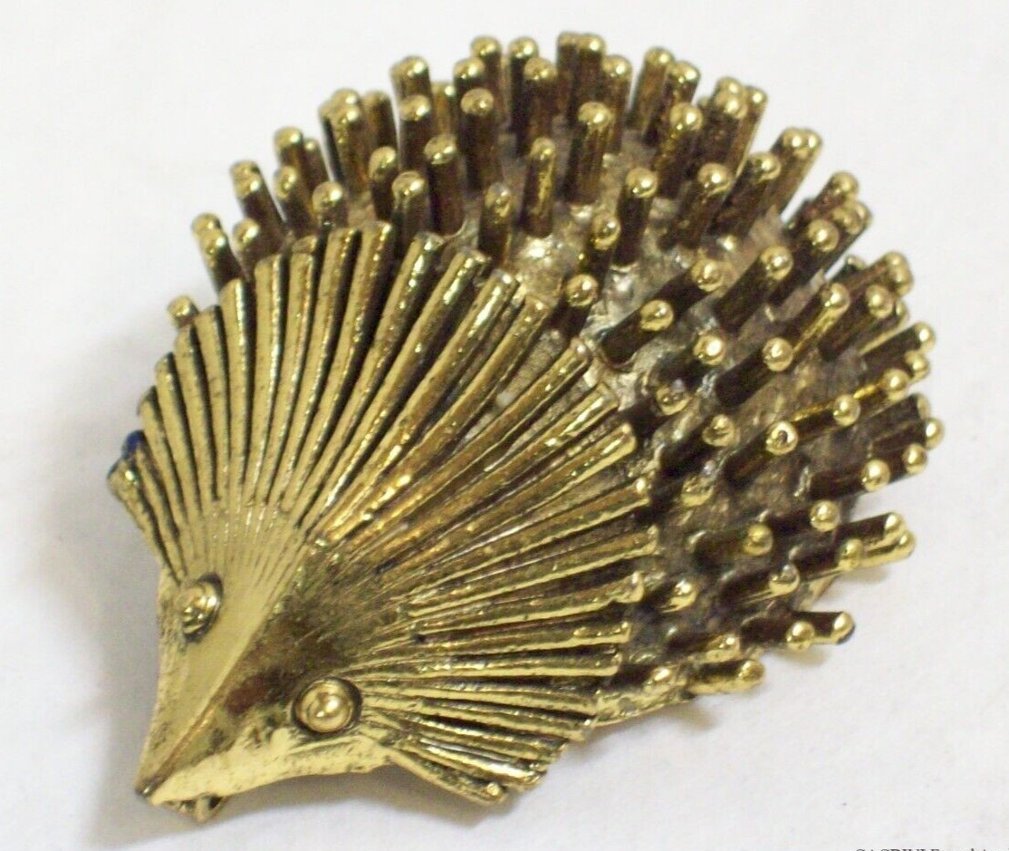 Hedgehog Zentall Pin Brutalist Brooch Retro Porcupine Modernist Abstract Vtg